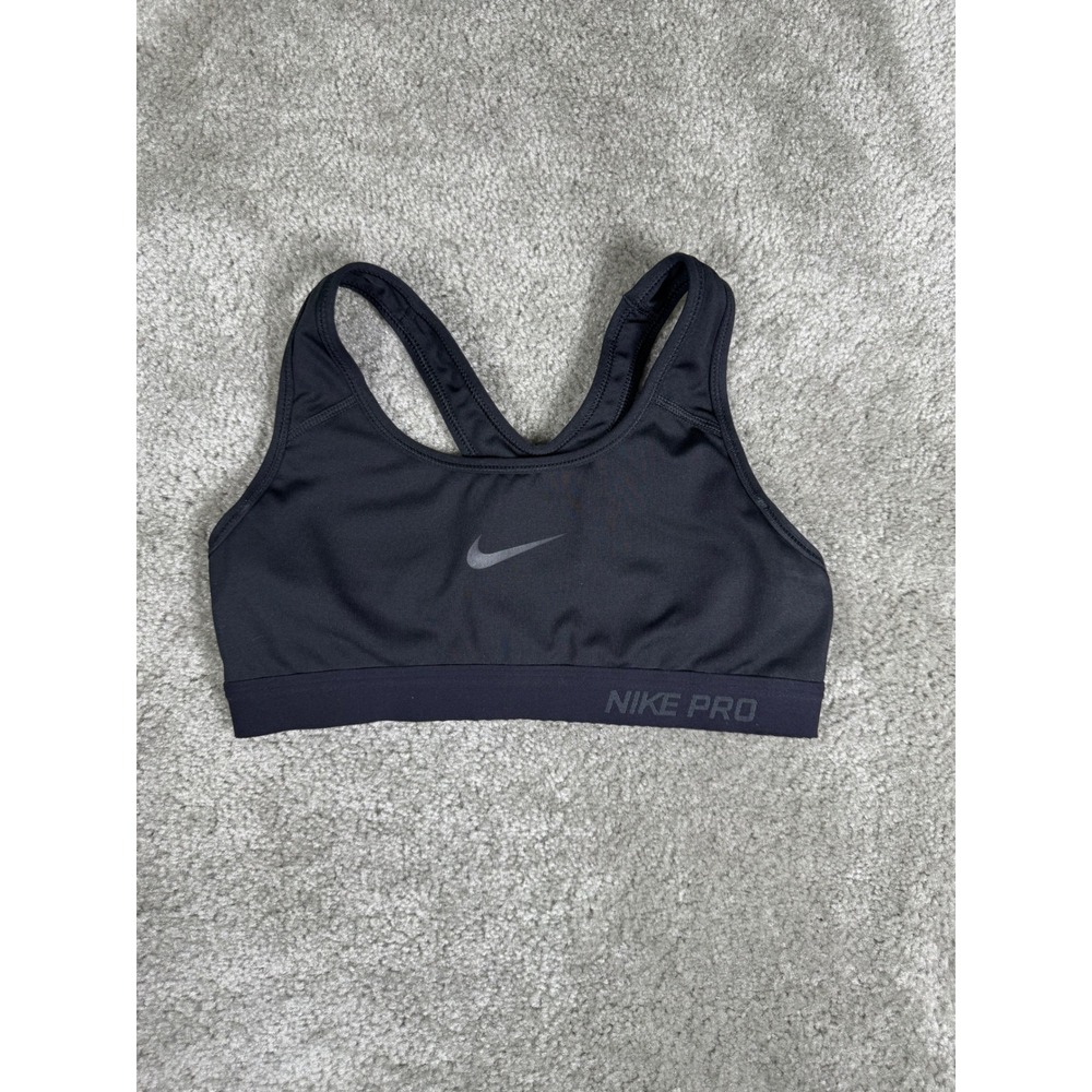 Nike Pro Dri-FIT Sports Bra Black Racerback Compression XS 2700